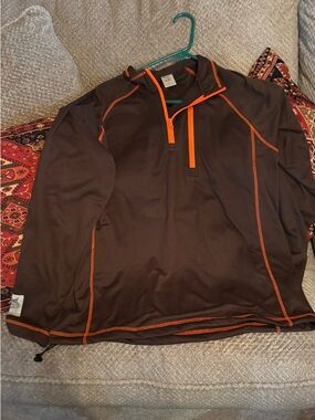 Men's pheasants forever Brown Quarter-Zip Pullover Sweatshirt with Orange Trim